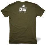 CROW T-Shirt Cream and White Print on Military Green Tee Back View