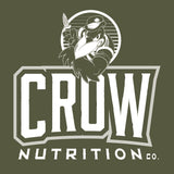 CROW T-Shirt Cream and White Print on Military Green Tee back artwork only