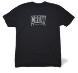CROW T-Shirt Gray Print on Black Tee Front View