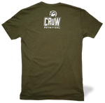 CROW T-Shirt Cream and White Print on Military Green Tee Back View